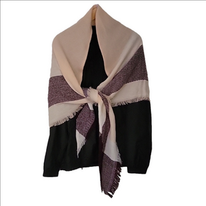 Scarf Soft Baby Pink Burgundy Fringe Knit Lightweight Shawl Triangle Pastel